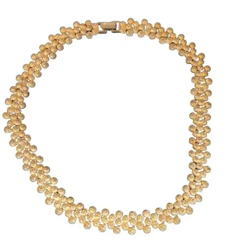 Vintage Gold Tone Textured Choker Necklace 1970s