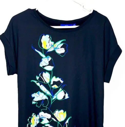 Apt. 9  black floral dolman short sleeve Flowy top