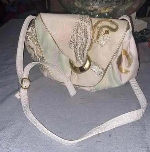 Women's Nas Bag White and Gold and pink Handbag