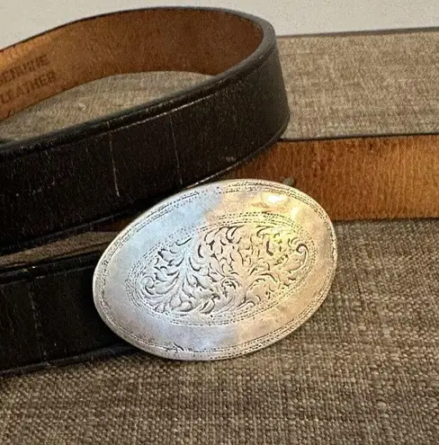 Urban Outfitters  Brown Leather Belt~Silver Buckle Western VTG 59.5” Long~Small?