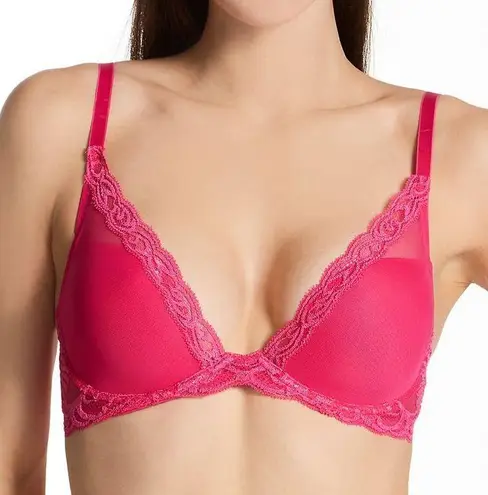 Natori hot pink fuschia padded bra with lace trim 34C