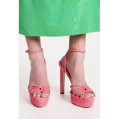 Aquazzura 130mm Flow Plateau Sandals Watermelon 38.5 With Box Pink High Heels Size 7.5