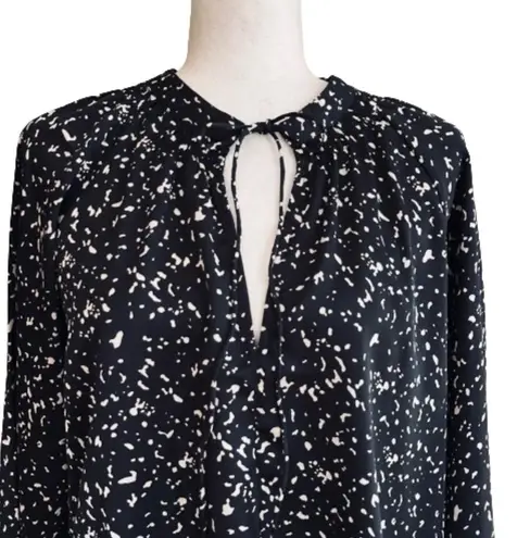 Bishop and Young Blouse Black White Speckled Wide Sleeve Tunic Top Size XS NEW