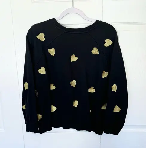 Forever 21  Queen of Hearts Sparkles embroidered heart crewneck sweatshirt MEDIUM - Image 3