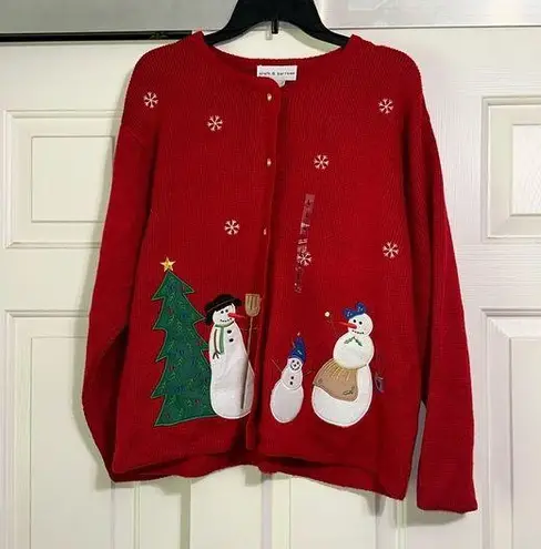 Croft & Barrow CROFT & BORROW NWT Red Christmas Cardigan w/ Snowmen