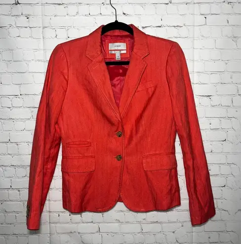 J.Crew Schoolboy Blazer Soft Rumpled Harringbone Women's Coral Pink SZ 4 Classic Red