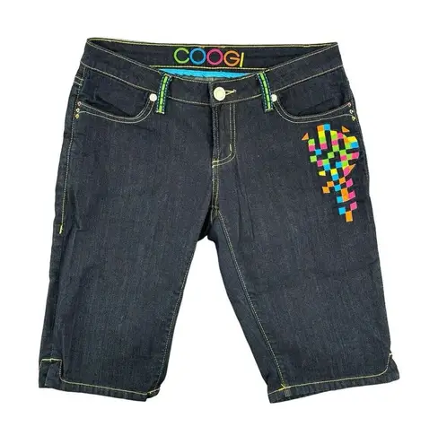 COOGI Bermuda Jeans Women's Juniors Embellished Colorful Mid Rise Size 7/8 31" - Image 1