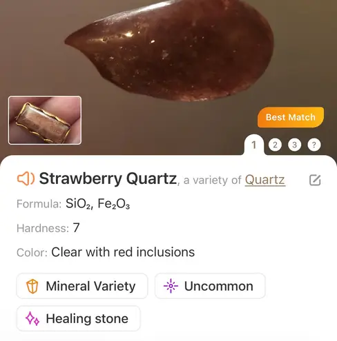 Handcrafted 18kt 925 vermeil strawberry quartz ring 8.5 Gold