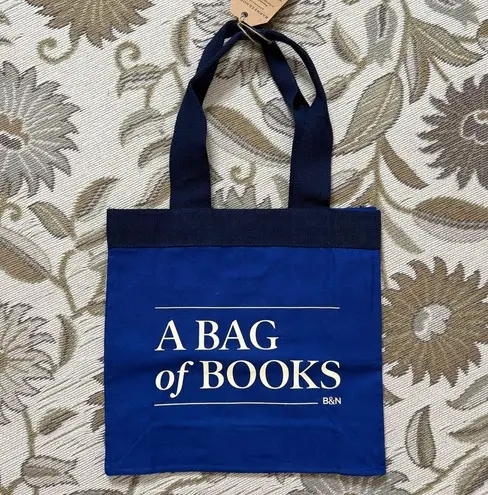 B&N Bookstore Barnes & Noble Bag of Books Tote Bag Canvas Blue New