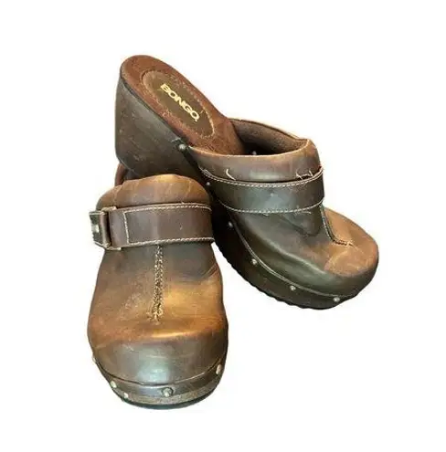 Bongo  Brown Chunky Heel‎ Platform Clogs Y2K Grunge Vintage 1990s Style Size 7