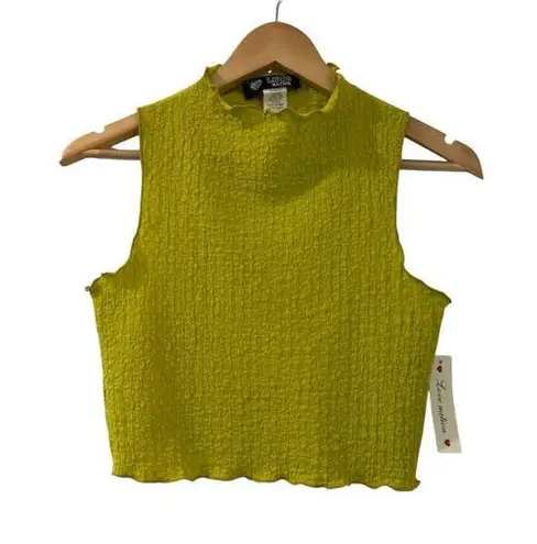 Love Nation Sleeveless Top Size Medium Cropped Tank Blouse Green Textured NWT