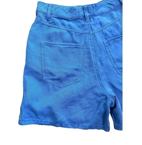 Mango MNG blue high rise 4” inseam lyocell linen blend shorts sz 4 NWT