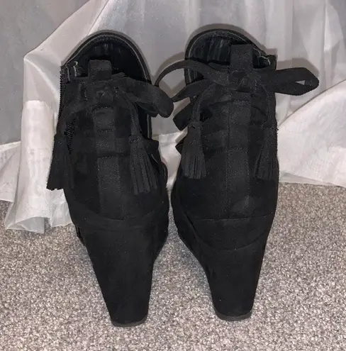 Black Wedge Booties Size 9.5 - Image 2