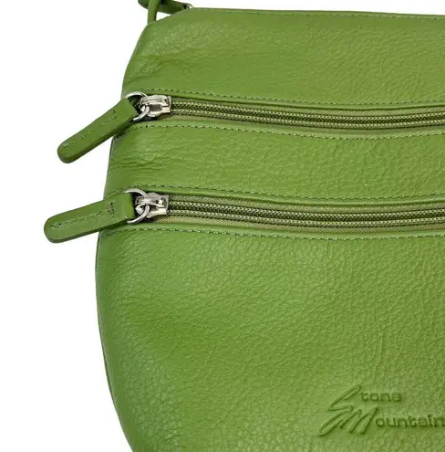 Stone Mountain  Crossbody Purse Bag Green Pebble Leather 8" x 7"