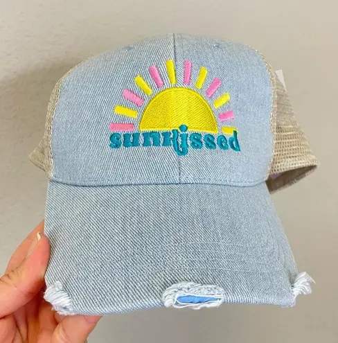 Katydid Sunkissed Embroidered Denim Trucker Hat NWT Blue