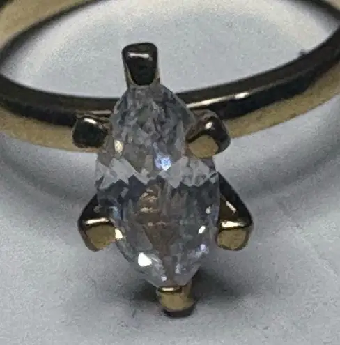 Vtg NV Nevada Silver Mines Gold Tone Marquise CZ Ring size 7
