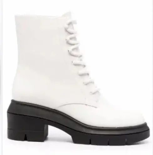 Stuart Weitzman NWOT  Nisha Military Combat White Boots  9.5C