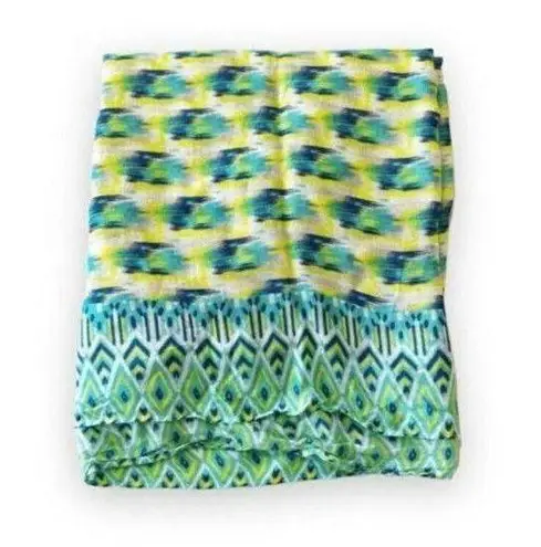 Stella & Dot Cool Blues Yellow Lightweight Scarf Sarong Beach Coverup Viscose