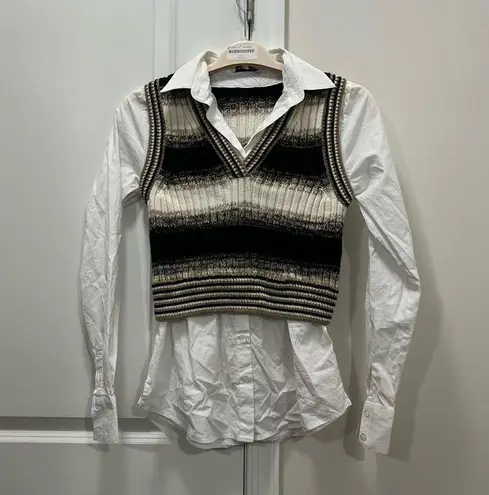 Veronica Beard Black Multi Spear Mixed Media Vest Size XS $498