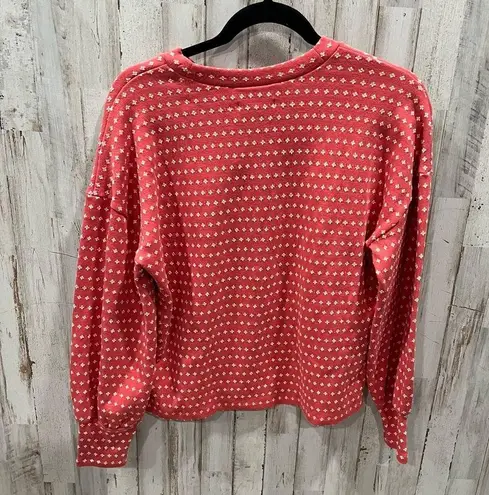 Madewell  Floral Jacquard Puff-Sleeve Top Red Pink Womens Size Small MC223