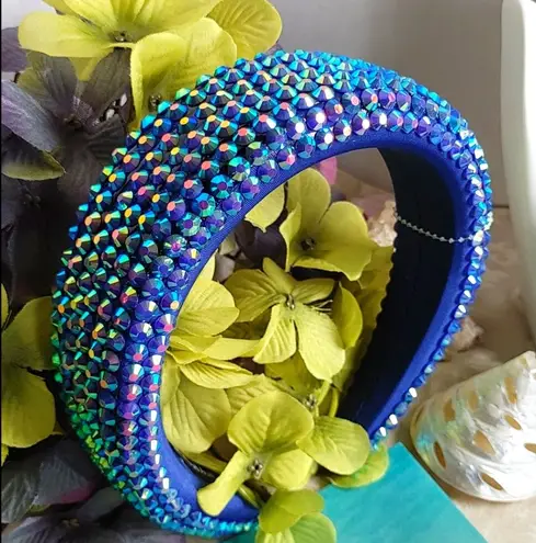 Rainbow Iridescent Sequin Padded Headband Blue