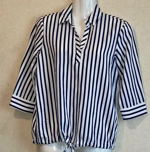 Mavi Blue and White Button Down Shirt with Notched Collar Size XS
