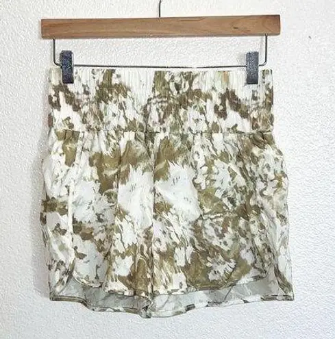 Halara  Tie Dye Green And White High Waisted Lined Shorts NEW