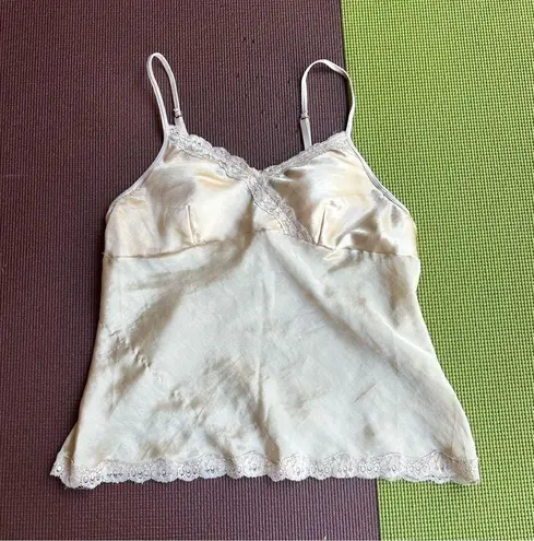 Cream Lace Trim Cami Gold Size M