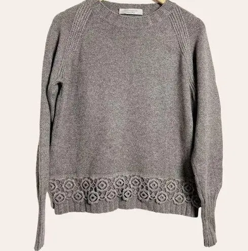 D. Exterior Gray Cashmere Silk Wool Pullover Crewneck Crochet Sweater Size Small - Image 1