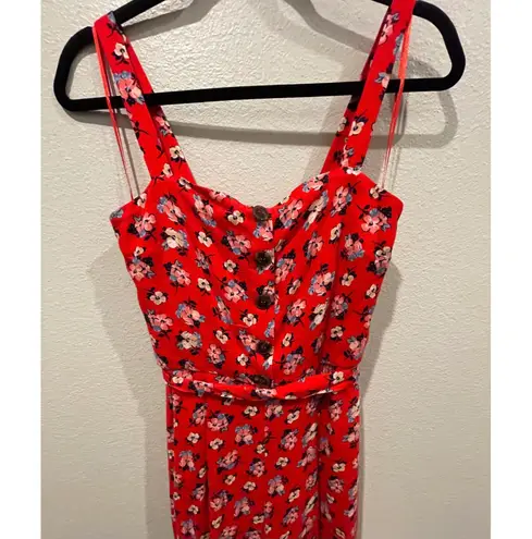 Francesca's MI AMI Floral Red Jumpsuit