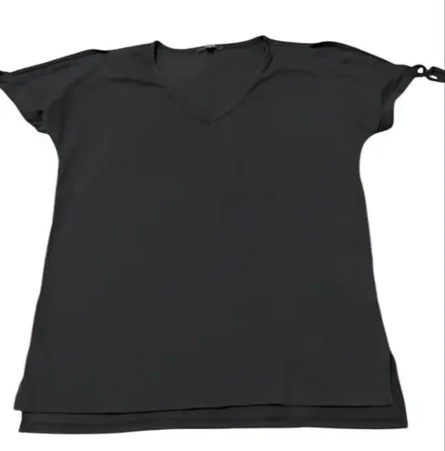 NYDJ size S short sleeve basic black tshirt with cute ties at the sleeve GUC