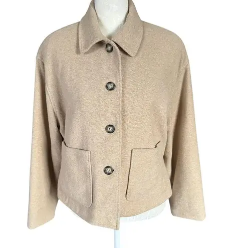 Jax Country fully lined long sleeve collared button down beige blazer jacket Tan Size S/M ? please see measurements