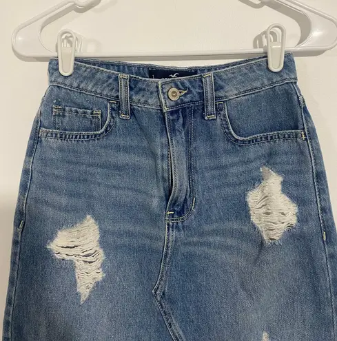 Hollister Distressed Denim Ultra High-Rise Skirt