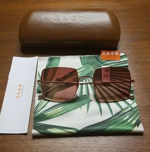 💕GARRETT LEIGHT💕 Crescent Sunglasses ~ Rose Gold Frame Pink Mirror Lenses NWT