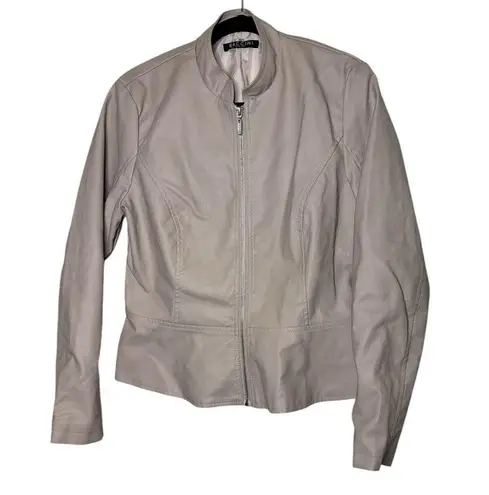 Baccini Tan Leather Jacket Smooth Finish Casual Fit