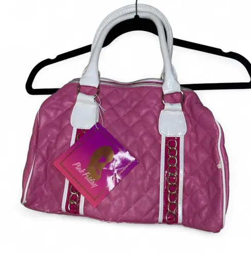 Nicki Minaj Pink quilted faux leather tote bag with white trim