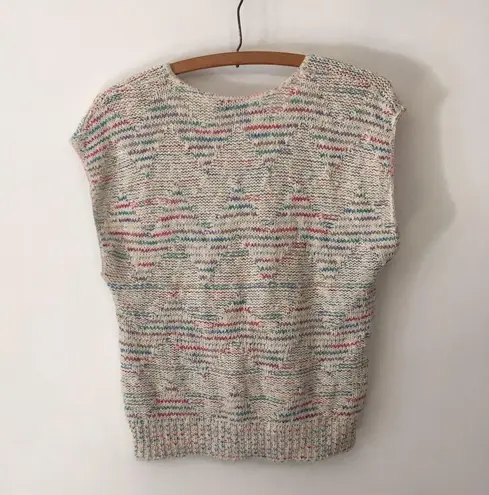 Vintage 80s chunky knit Loose Fit Zigzag Knit Top Blue