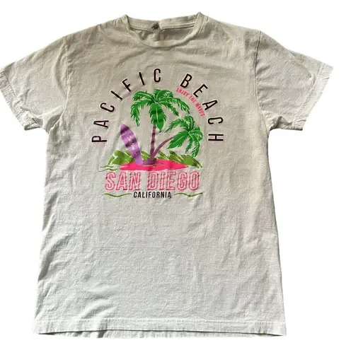 Pacific Beach San Diego Shirt Womens Medium White With Neon Cotton Tee