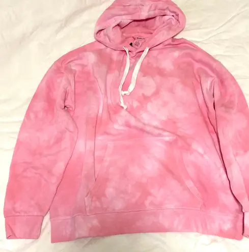 FOR THE REPUBLIC Tie Dye Pink Hoodie Pullover Cotton Blend