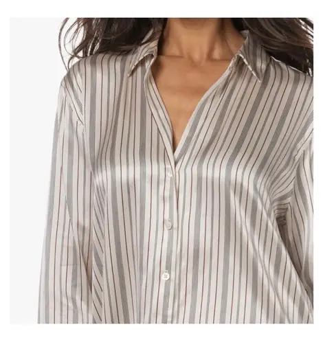 Rails Dorian Silk Satin Stripe Blouse Womens small Long Sleeve Lightweight