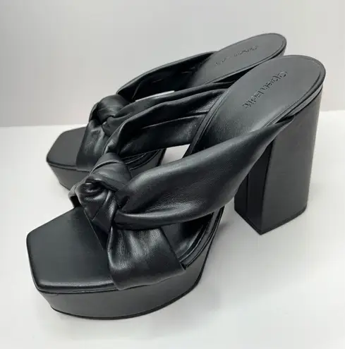 Open Edit  Platform Sandals Size 8.5 Black Square Open‎ Toe Knotted Heels - Image 1