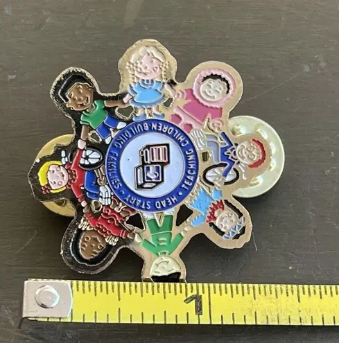 Head Start is Building Families Teaching Children School Teacher Education Pin Gold