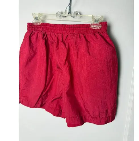 Kathy Ireland Vintage 90s Shorts Women's Medium Red High Rise Nylon Baggy