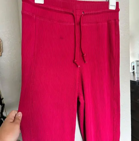 Anthropologie DAILY PRACTICE |  ribbed joggers high rise in hot pink size small