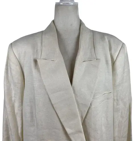 Jennifer Moore VTG  100% Linen Double Breasted Career Blazer Cream Oversized 18W