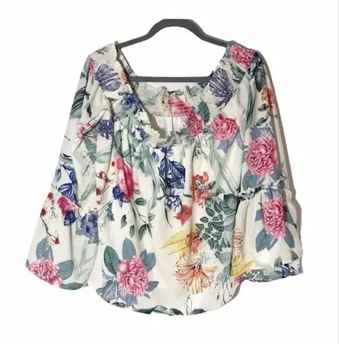 Peach Love California Off the Shoulder Cropped Top Large Summer Boho Festival