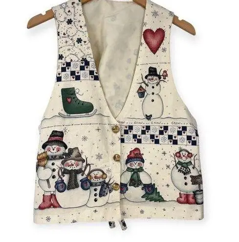 Handmade Vintage | S M L | Snowman Ice Skate Christmas Holidays Winter Vest Top