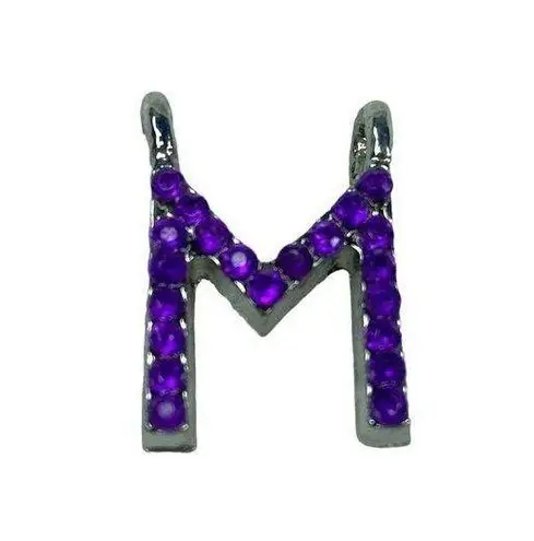 Initial Alphabet Letter M Jewelry Pendant Necklace Charm Purple Rhinestones