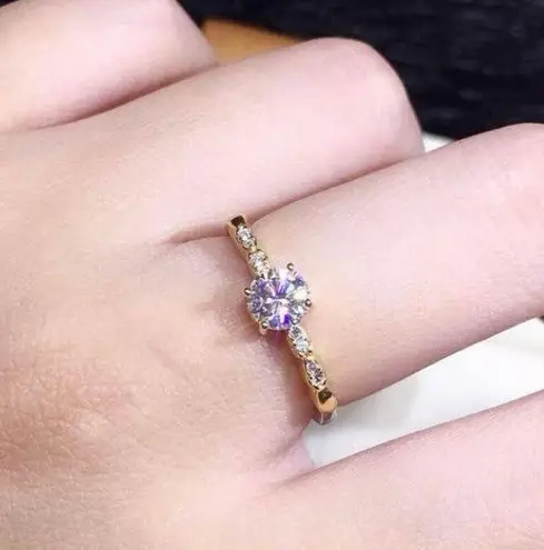 18K Gold Plated Adjustable CZ Diamond Ring for Women