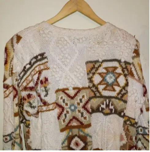 VTG Tiara Chunky Knit Sweater-Large-Geometric-3D Embellishments-Shoulder Pads